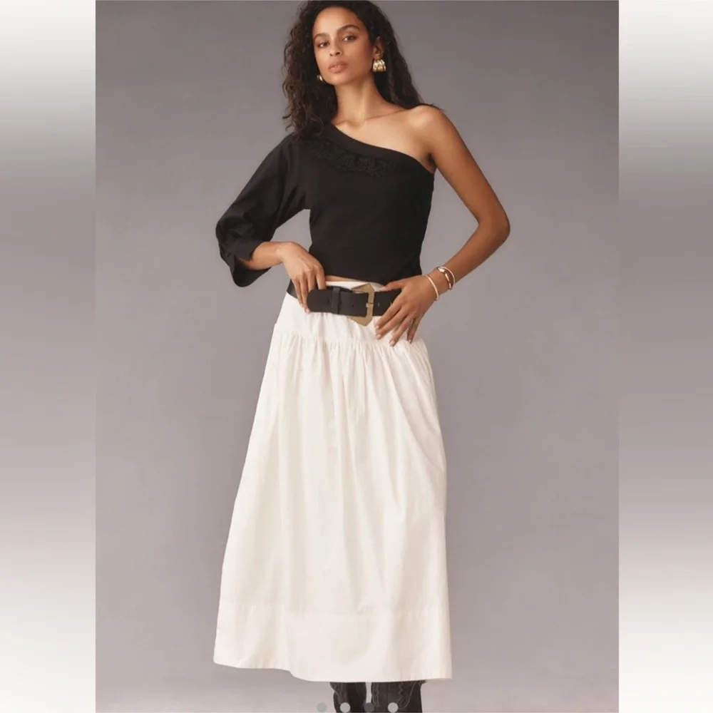 By Anthropologie one shoulder puff sleeve top